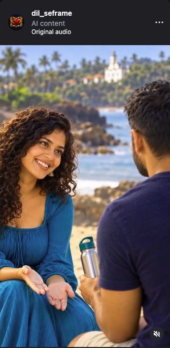 Two adult cousins talk beside the Goa coast in a fictional Hinglish family story.